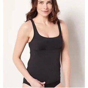 Lands' End Square-Neck Underwire Tankini Swimsuit Top Black,Reg 8